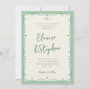 Franse Hand Getrokken Whimsical Lijst Wedding Kaart