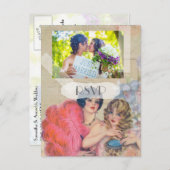 Franse homoseksuele bruiloft RSVP met foto Uitnodiging Briefkaart (Voorkant / Achterkant)