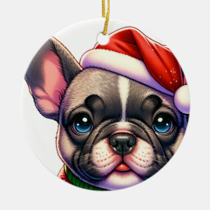 Franse hond keramisch ornament