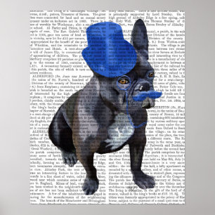 Franse hond met blauw bovenste hak en snor poster