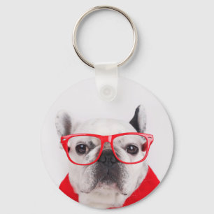 Franse hond met bril en Shirt Sleutelhanger