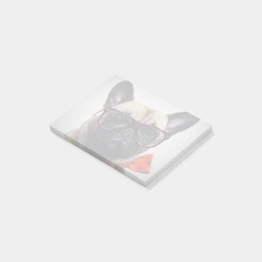 Franse hond met bril en Stropdas Post-it® Notes (Schuin)