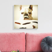 Franse hond met een snor canvas afdruk (Insitu (Woonkamer))