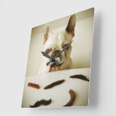 Franse hond met een snor vierkante klok (Hoek)