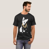 Franse hond met gouden Ketting franchie met Go T-shirt (Voorkant volledig)
