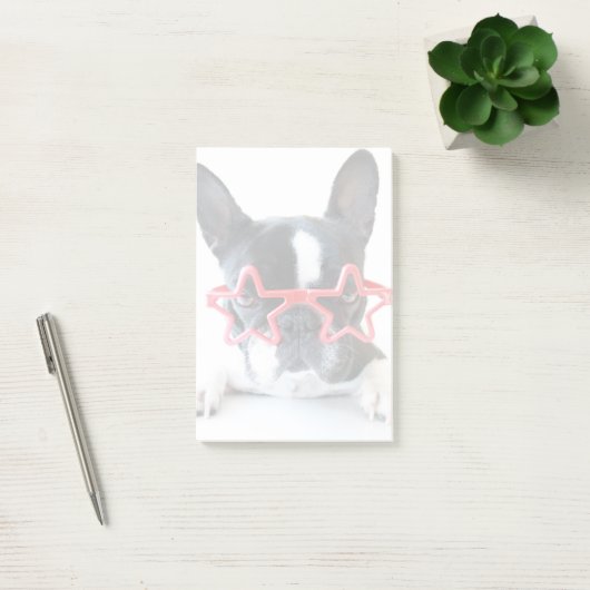 Franse hond met rode Star-bril Post-it® Notes (Kantoor)