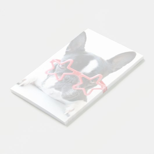 Franse hond met rode Star-bril Post-it® Notes (Schuin)