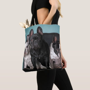 Franse hond op de stoel tote bag