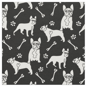 Franse hond zwart-wit stof