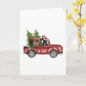 Franse honden op auto kerst ornament hond kerst kaart (Gele Bloem)