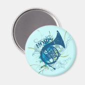 Franse hoorn grunge magneet (Voorkant / Achterkant)