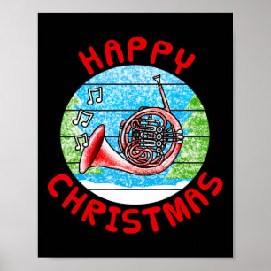 Franse hoorn kersthornist br muzikant muziek te poster