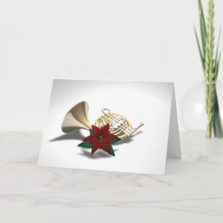 Franse Hoorn Poinsettia Christmas Kaart