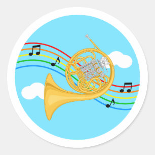 Franse Hoorn Sticker Lucht Regenboog Muziek Kinder