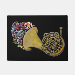 Franse Horn Band Music Floral Art Deurmat