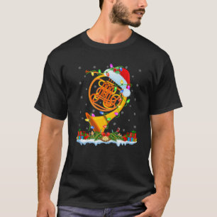 Franse Horn Lover Matching Santa Hat T-shirt
