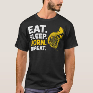 Franse Horn Music Eat Sleep Horn Repeteren4 T-shirt