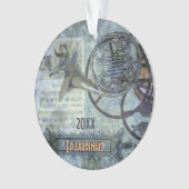 Franse Horn Steampunk - Aangepaste naam en jaar Ornament (voorkant)