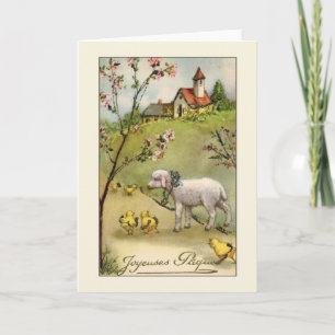 Franse Joyeuses Pâques Paaskaart Feestdagen Kaart
