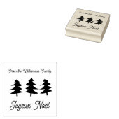 Franse Joyeux Noël kerstbomen Rubber Stamp Rubberstempel (Gestempeld)