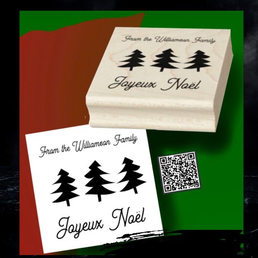 Franse Joyeux Noël kerstbomen Rubber Stamp Rubberstempel