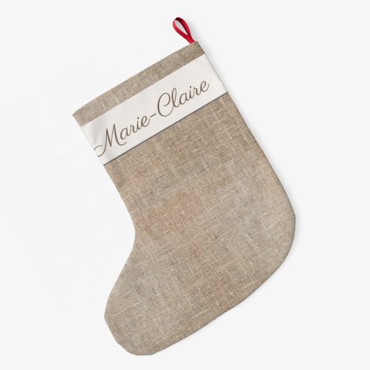 Franse Jute Custom Name kerststop Grote Kerstsok (Achterkant (Hangend))