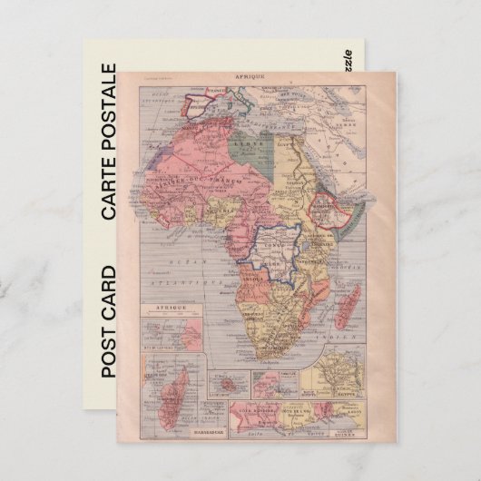 Franse kaart van Afrika 1920 (Voorkant / Achterkant)