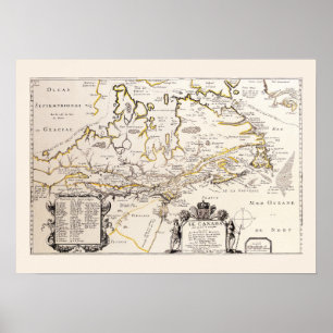 Franse kaart van Canada (Québec) door Champlain 16 Poster