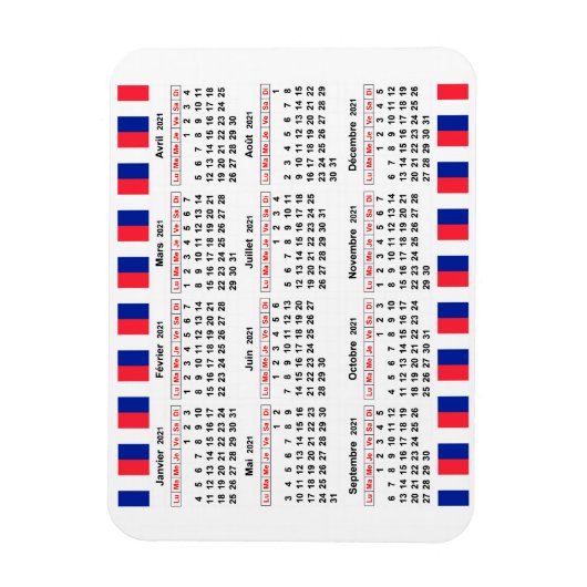 Franse kalender 2021 magneet (Verticaal)