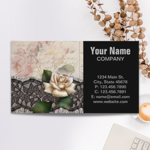 franse kant Victoriaans witte roos Visitekaartje