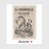 Franse karikatuur van ballonvaarder in heteluchtba sticker (Vel)