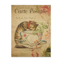  Franse kat Drink de Tea Cup