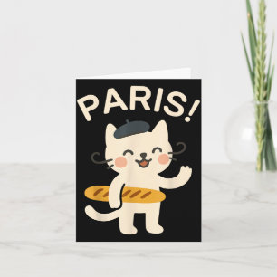 Franse Kat Met Baguette Schattige Kat Parijs Grapp Kaart