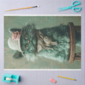  Franse kat salie groene decoupage Tissuepapier (Craft)