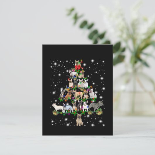 Franse kerstboom met gevlogen licht bedankkaart (Staand voorkant)