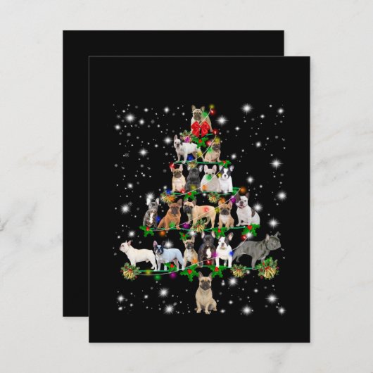 Franse kerstboom met gevlogen licht bedankkaart (Voorkant / Achterkant)