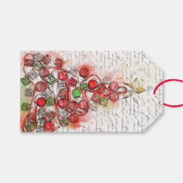  Franse kerstboom (Waterverf) Cadeaulabel