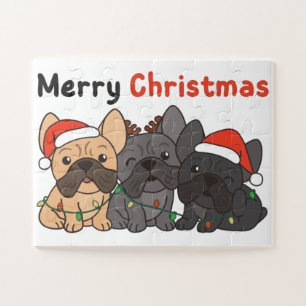 Franse kerstdieren met bulledog Cute Dogs Jigsee Legpuzzel