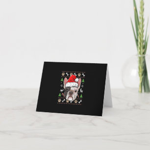 franse kersthond santa met pet cadeau kaart