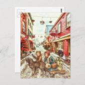  Franse kerstkinderen in de stad Briefkaart (Voorkant / Achterkant)