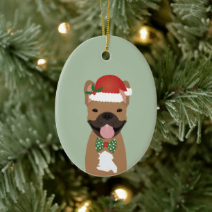 Franse kerstlampjes met Bulldog Reindeer Keramisch Ornament