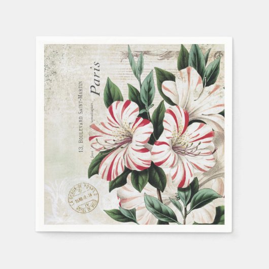  Franse Kerstmis Amarylis Servet (Voorkant)
