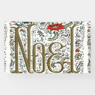  franse kerstpunsettia joyeux noel spandoek