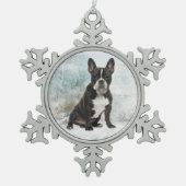 Franse kerstversiering met Bulldog Tin Sneeuwvlok Ornament (Voorkant)