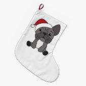 Franse kerstwintersneeuw met Bulldog Grote Kerstsok (Voorkant (Hangend))