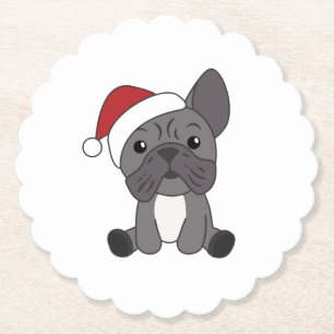 Franse kerstwintersneeuw met Bulldog Kartonnen Onderzetters