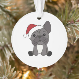 Franse kerstwintersneeuw met Bulldog Ornament