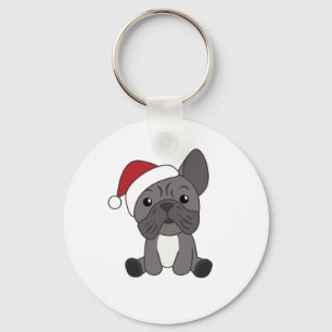 Franse kerstwintersneeuw met Bulldog Sleutelhanger