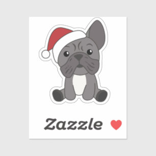 Franse kerstwintersneeuw met Bulldog Sticker