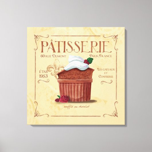 Franse keuken decor canvas, chocolade souffle canvas afdruk (Voorkant)
